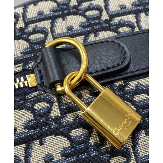 Riproduzione Fedele Borsa Dior Groove 16 Mini Dior Oblique jacquard Blu scuro imitazioni