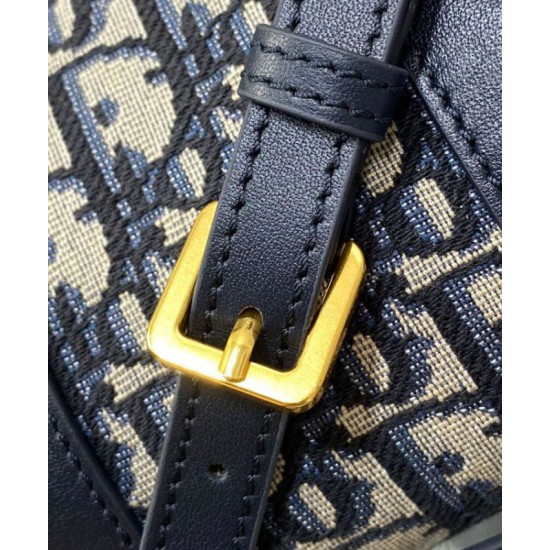 Riproduzione Fedele Borsa Dior Groove 16 Mini Dior Oblique jacquard Blu scuro imitazioni