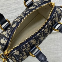 Riproduzione Fedele Borsa Dior Groove 16 Mini Dior Oblique jacquard Blu scuro imitazioni