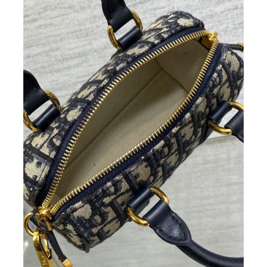 Riproduzione Fedele Borsa Dior Groove 16 Mini Dior Oblique jacquard Blu scuro imitazioni