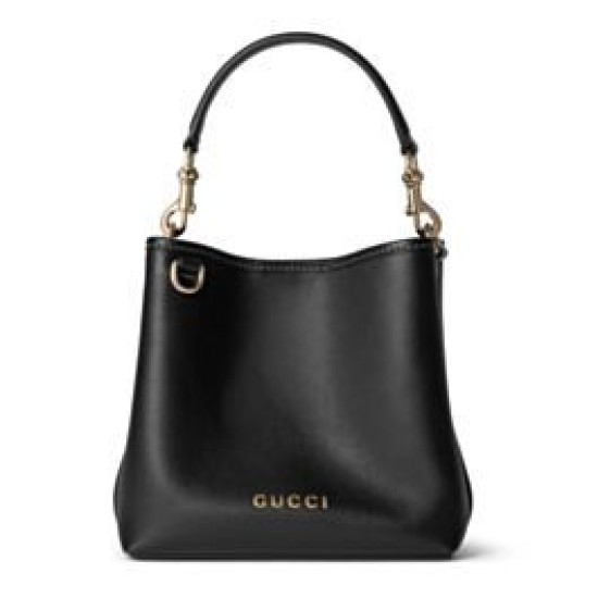 Replica Borsa a secchiello Gucci GG Emblem Mini 815118 Nero Riproduzione Fedele Borsa a secchiello Gucci GG Emblem Mini 815118 Nero imitazioni