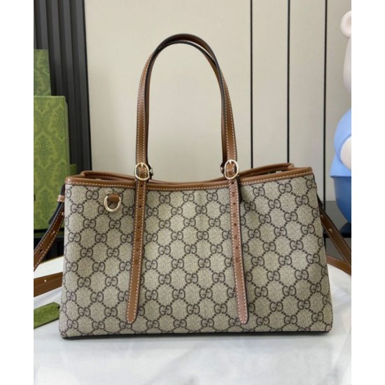 Riproduzione Fedele Borse Imitazioni tote piccola Gucci GG Emblem 815214 Caffè imitazioni