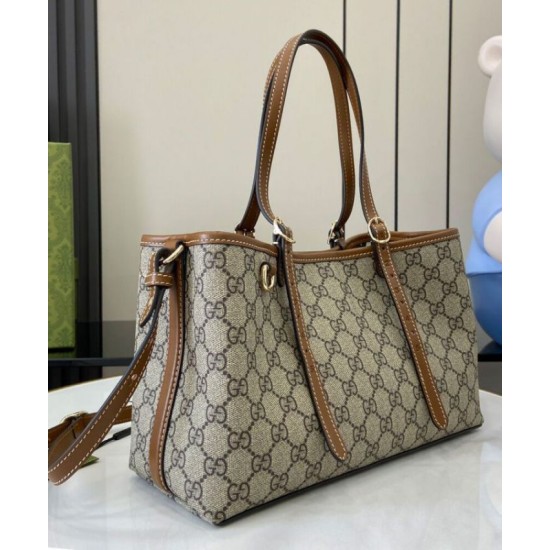 Riproduzione Fedele Borse Imitazioni tote piccola Gucci GG Emblem 815214 Caffè imitazioni