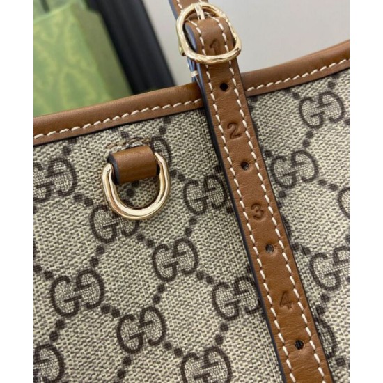 Riproduzione Fedele Borse Imitazioni tote piccola Gucci GG Emblem 815214 Caffè imitazioni