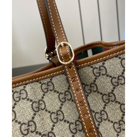 Riproduzione Fedele Borse Imitazioni tote piccola Gucci GG Emblem 815214 Caffè imitazioni
