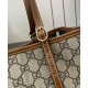 Riproduzione Fedele Borse Imitazioni tote piccola Gucci GG Emblem 815214 Caffè imitazioni