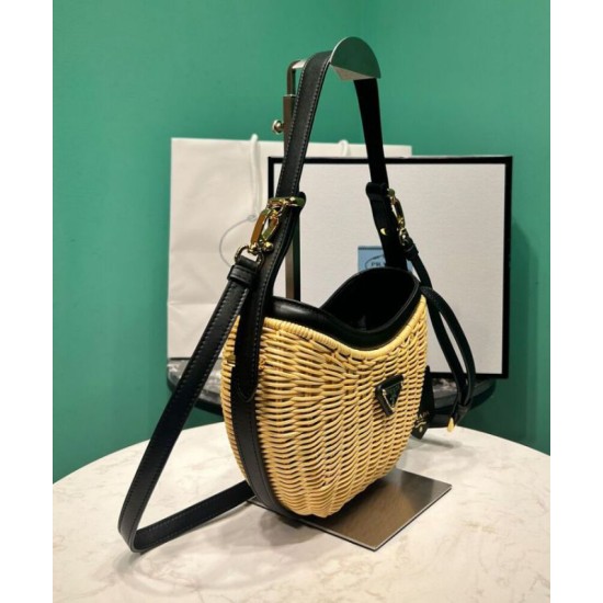 Replica Imitazione Perfetta Prada Arque in vimini e pelle 1BC202 Nero Riproduzione Fedele Imitazione Replica Perfetta Prada Arque in vimini e pelle 1BC202 Nero imitazioni