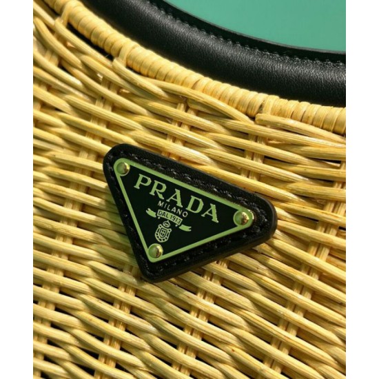 Replica Imitazione Perfetta Prada Arque in vimini e pelle 1BC202 Nero Riproduzione Fedele Imitazione Replica Perfetta Prada Arque in vimini e pelle 1BC202 Nero imitazioni