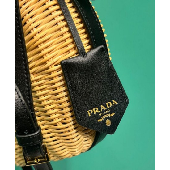 Replica Imitazione Perfetta Prada Arque in vimini e pelle 1BC202 Nero Riproduzione Fedele Imitazione Replica Perfetta Prada Arque in vimini e pelle 1BC202 Nero imitazioni
