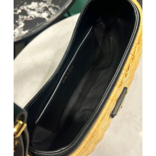 Replica Imitazione Perfetta Prada Arque in vimini e pelle 1BC202 Nero Riproduzione Fedele Imitazione Replica Perfetta Prada Arque in vimini e pelle 1BC202 Nero imitazioni