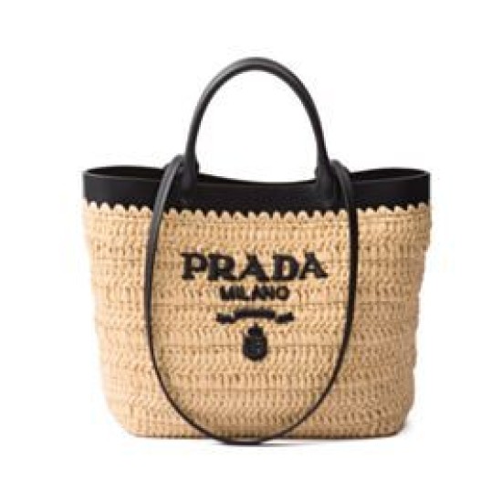Riproduzione Fedele Imitazioni borse griffate tote piccola Prada all'uncinetto 1BG500 Albicocca imitazioni