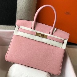 Riproduzione Fedele Borsa Hermes rosa Clemence Birkin 30 cm GHW imitazioni