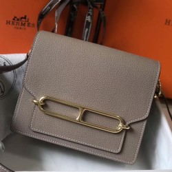 Riproduzione Fedele Mini borsa Hermes Sac Roulis in pelle di vitello Evercolor grigia imitazioni
