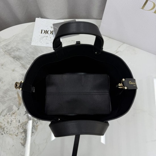 Replica Borsa Dior Toujours Media/Grande pelle di vitello Macrocannage nera Imitazioni Replica Borsa Dior Toujours Media/Grande pelle di vitello Macrocannage nera