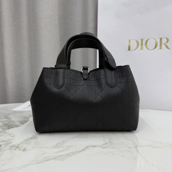 Replica Borsa Dior Toujours piccola in pelle di vitello Macrocannage Nero