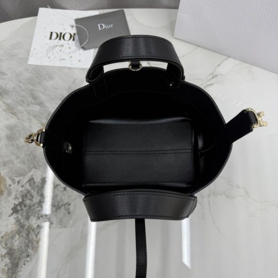 Replica Borsa Dior Toujours piccola in pelle di vitello Macrocannage Nero