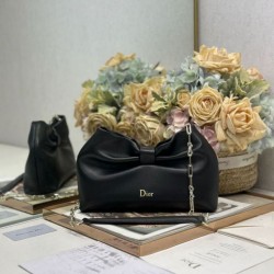 Replica Borsa Dior Bow con fiocco nero e metallo finitura oro