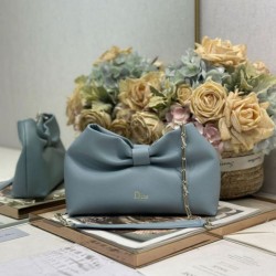 Replica Borsa Dior Bow con fiocco blu e metallo finitura oro
