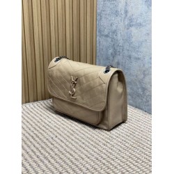 Borse a tracolla vintage Niki media YSL Saint Laurent pelle cerata e oliata Albicocca
