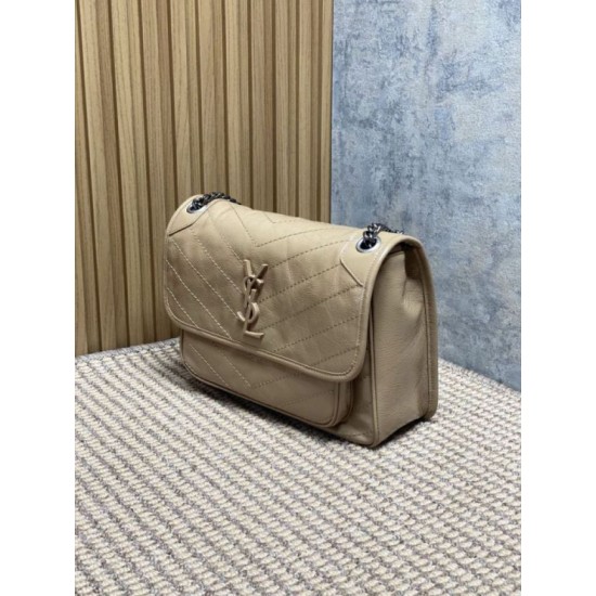 Replica Borse a tracolla vintage Niki media YSL Saint Laurent pelle cerata e oliata Albicocca Imitazioni Replica Borse a tracolla vintage Niki media YSL Saint Laurent pelle cerata e oliata Albicocca