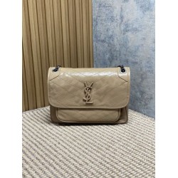 Borse a tracolla vintage Niki media YSL Saint Laurent pelle cerata e oliata Albicocca