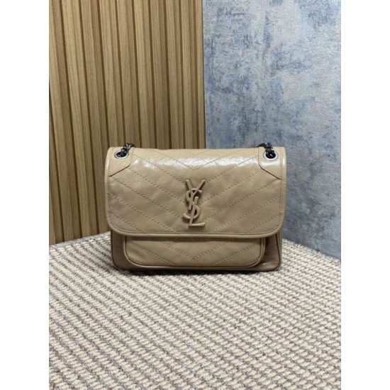Replica Borse a tracolla vintage Niki media YSL Saint Laurent pelle cerata e oliata Albicocca Imitazioni Replica Borse a tracolla vintage Niki media YSL Saint Laurent pelle cerata e oliata Albicocca