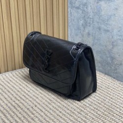 Replica Borsa a tracolla vintage Niki media YSL Saint Laurent pelle cerata e oliata Nero Imitazioni Replica Borsa a tracolla vintage Niki media YSL Saint Laurent pelle cerata e oliata Nero