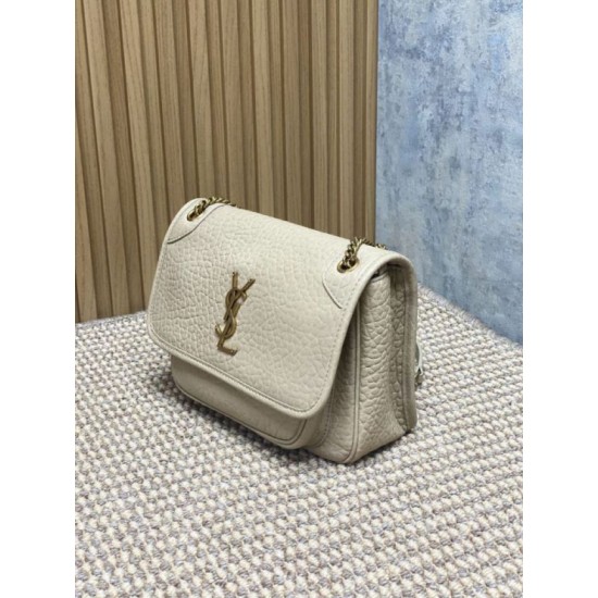 Replica Borsa a spalla YSL Saint Laurent Niki Media/Grande pelle di agnello grana beige Imitazioni Replica Borsa a spalla YSL Saint Laurent Niki Media/Grande pelle di agnello grana beige