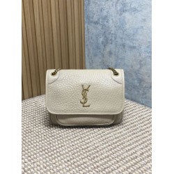 Borsa a spalla YSL Saint Laurent Niki Media/Grande pelle di agnello grana beige