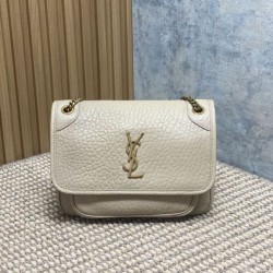 Replica Borsa a spalla YSL Saint Laurent Niki Media/Grande pelle di agnello grana beige