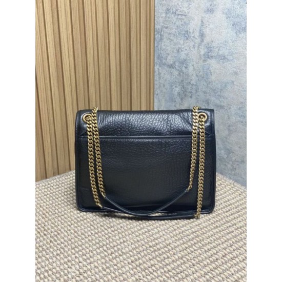 Replica borse griffate a spalla YSL Saint Laurent Niki Media/Grande pelle di agnello grana nero Imitazioni Replica borse griffate a spalla YSL Saint Laurent Niki Media/Grande pelle di agnello grana nero