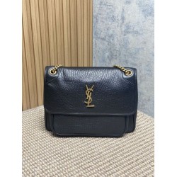Borse a spalla YSL Saint Laurent Niki Media/Grande pelle di agnello grana nero