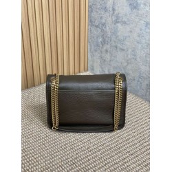 Borsa a spalla YSL Saint Laurent Niki Media/Grande pelle di agnello grana caffè leggero