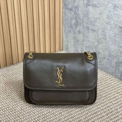 Replica Borsa a spalla YSL Saint Laurent Niki Media/Grande pelle di agnello grana caffè leggero