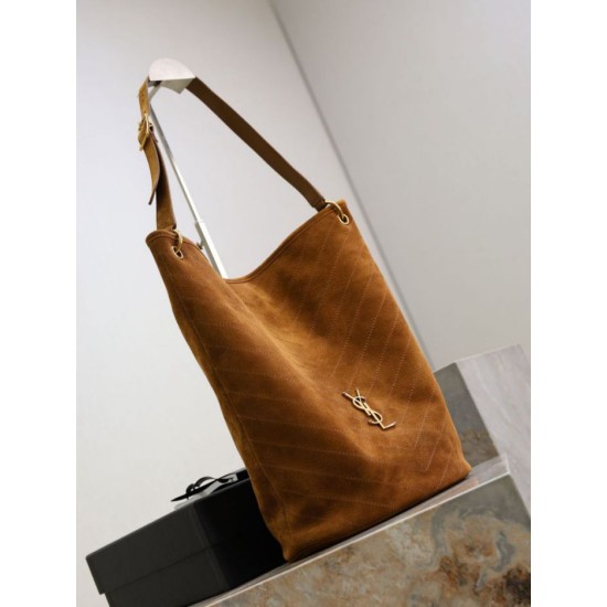 Replica Borsa a secchiello morbida Niki YSL Saint Laurent pelle scamosciata caramello Imitazioni Replica Borsa a secchiello morbida Niki YSL Saint Laurent pelle scamosciata caramello