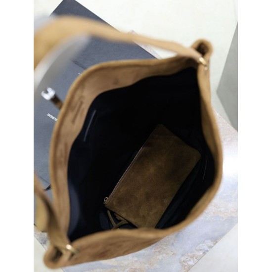 Replica Borsa a secchiello morbida Niki YSL Saint Laurent pelle scamosciata caramello Imitazioni Replica Borsa a secchiello morbida Niki YSL Saint Laurent pelle scamosciata caramello
