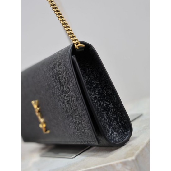 Replica Pochette Kate YSL Saint Laurent pelle martellata nero Imitazioni Replica Pochette Kate YSL Saint Laurent pelle martellata nero