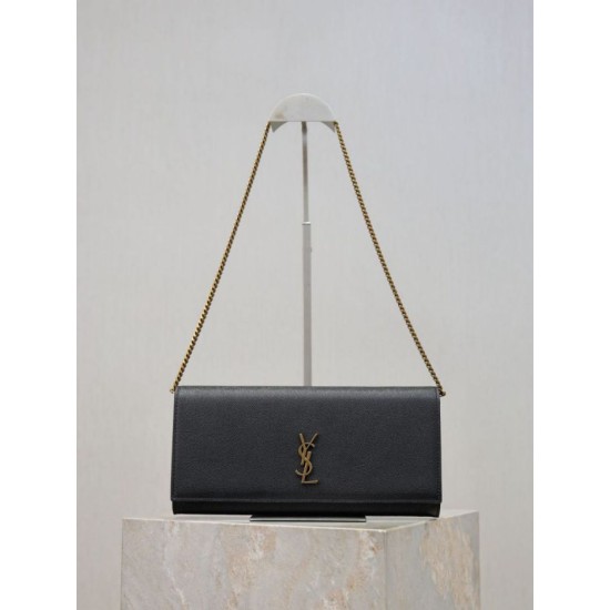 Replica Pochette Kate YSL Saint Laurent pelle martellata nero Imitazioni Replica Pochette Kate YSL Saint Laurent pelle martellata nero
