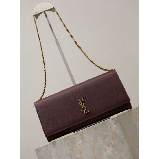 Replica Pochette Kate YSL Saint Laurent pelle martellata Marrone Imitazioni Replica Pochette Kate YSL Saint Laurent pelle martellata Marrone