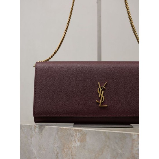 Replica Pochette Kate YSL Saint Laurent pelle martellata Marrone Imitazioni Replica Pochette Kate YSL Saint Laurent pelle martellata Marrone
