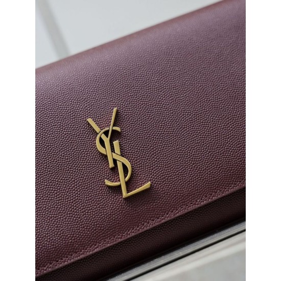 Replica Pochette Kate YSL Saint Laurent pelle martellata Marrone Imitazioni Replica Pochette Kate YSL Saint Laurent pelle martellata Marrone