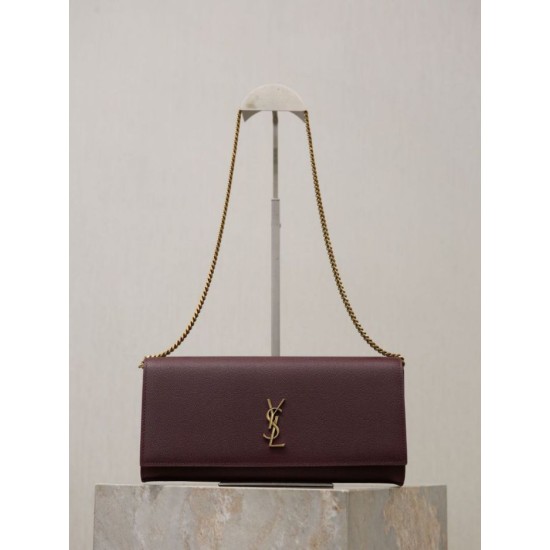Replica Pochette Kate YSL Saint Laurent pelle martellata Marrone Imitazioni Replica Pochette Kate YSL Saint Laurent pelle martellata Marrone