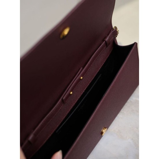 Replica Pochette Kate YSL Saint Laurent pelle martellata Marrone Imitazioni Replica Pochette Kate YSL Saint Laurent pelle martellata Marrone
