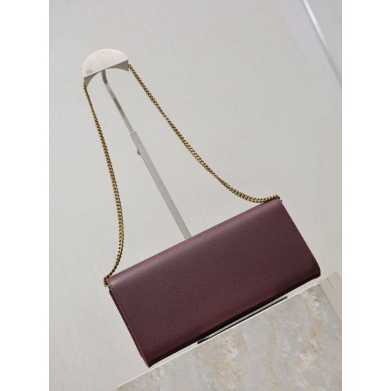 Replica Pochette Kate YSL Saint Laurent pelle martellata Marrone Imitazioni Replica Pochette Kate YSL Saint Laurent pelle martellata Marrone