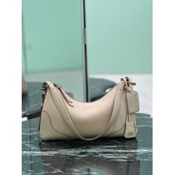 Borsa a tracolla grande Prada Aimée 1BC280 pelle di cervo beige