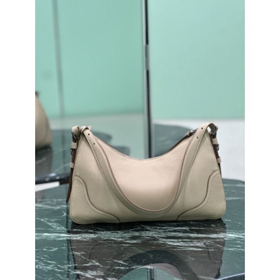 Replica Borsa a tracolla grande Prada Aimée 1BC280 pelle di cervo beige Imitazioni Replica Borsa a tracolla grande Prada Aimée 1BC280 pelle di cervo beige
