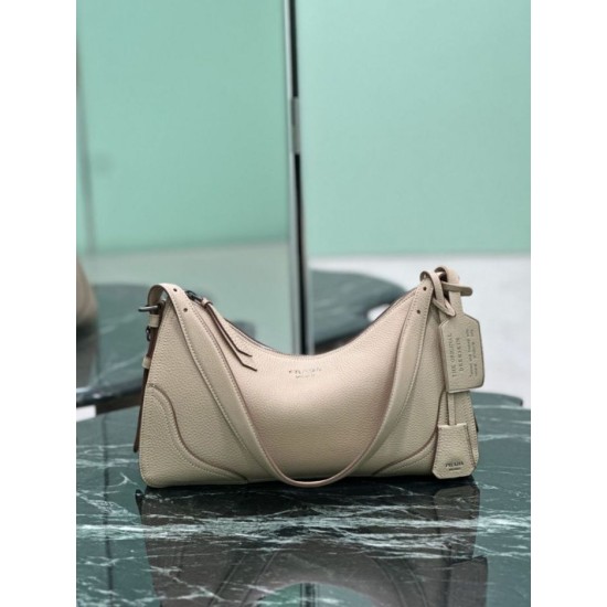 Replica Borsa a tracolla grande Prada Aimée 1BC280 pelle di cervo beige Imitazioni Replica Borsa a tracolla grande Prada Aimée 1BC280 pelle di cervo beige