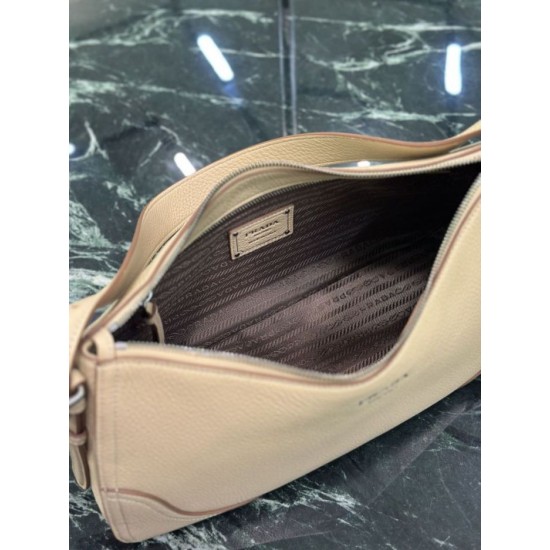 Replica Borsa a tracolla grande Prada Aimée 1BC280 pelle di cervo beige Imitazioni Replica Borsa a tracolla grande Prada Aimée 1BC280 pelle di cervo beige