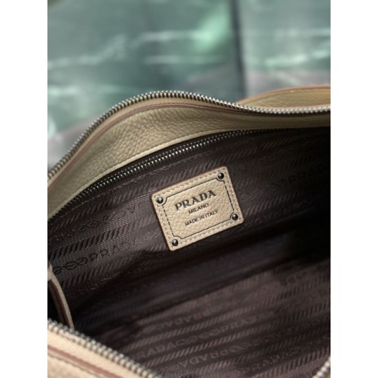 Replica Borsa a tracolla grande Prada Aimée 1BC280 pelle di cervo beige Imitazioni Replica Borsa a tracolla grande Prada Aimée 1BC280 pelle di cervo beige