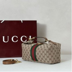 Borse media Gucci Vanity con manico superiore 857799 Marrone